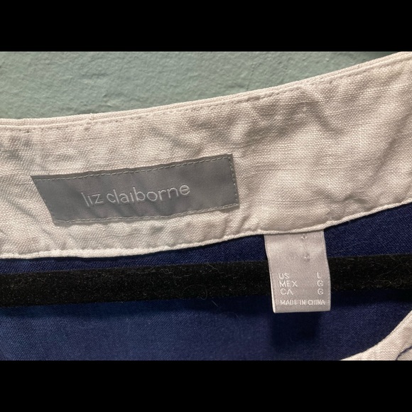 Liz Claiborne-Large-Linen Tank- Blue & White - Picture 3 of 7